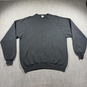 Vintage Jerzees Sweatshirt Mens 2XL Black Fleece Crewneck Made USA 90s